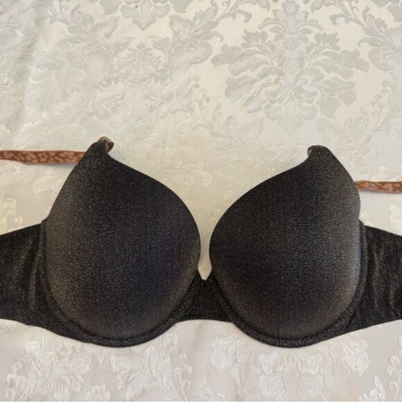 Victoria's Secret Size 38D Bra T Shirt Push Up Full Coverage‎ Black Gold Leopard - Picture 6 of 8